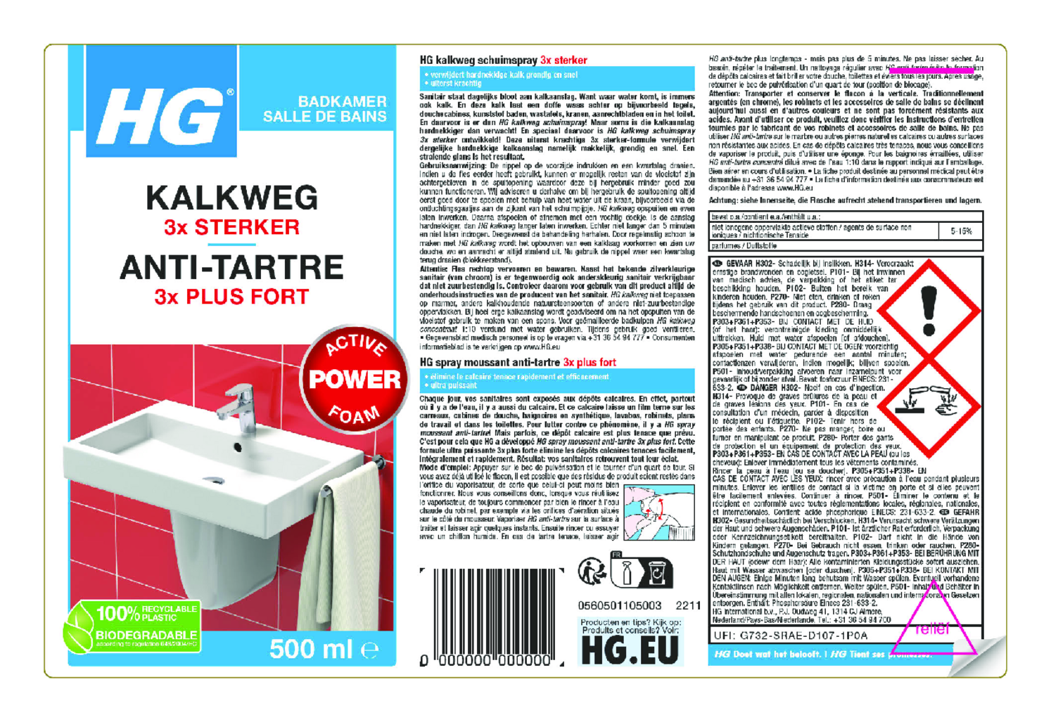 Badkamer Kalkweg Schuimspray - 3x sterker afbeelding van document #1, etiket